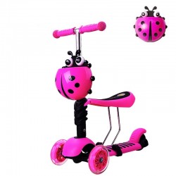 Paspirtukas Boružėlė Scooter 3in1 rožinis