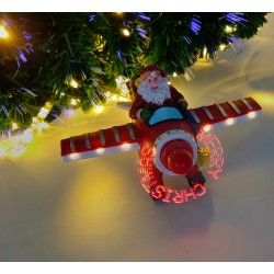 LED judančios šviesos dekoracija EKE - Kalėdų senis lėktuve