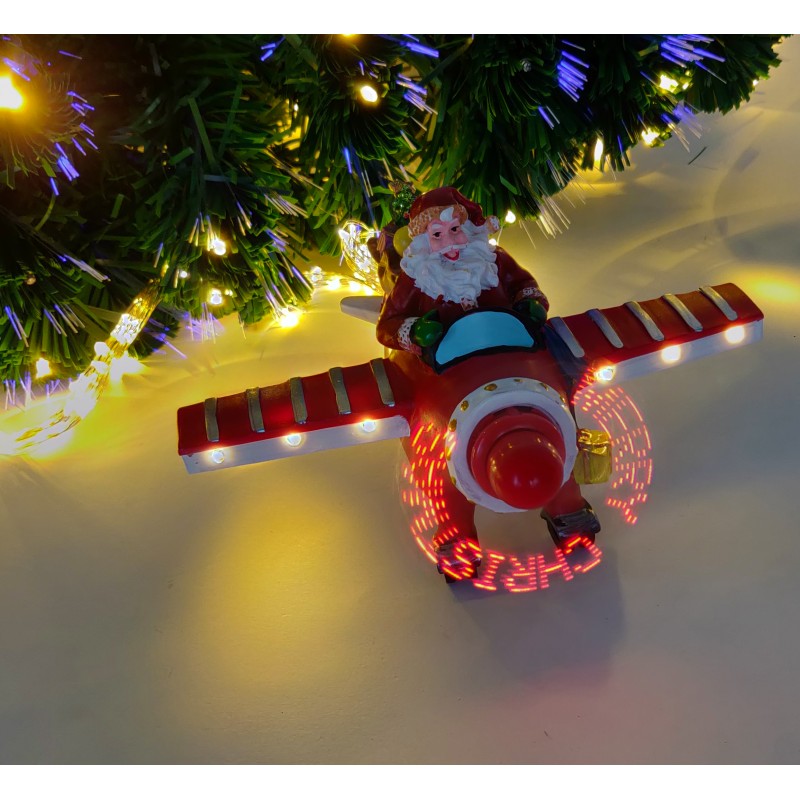 LED judančios šviesos dekoracija EKE - Kalėdų senis lėktuve LED judančios šviesos dekoracija EKE - Kalėdų senis lėktuve