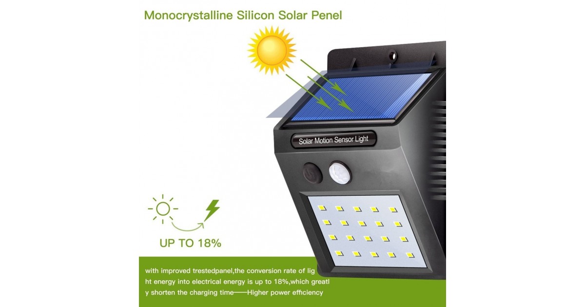 Saulės baterijos LED šviestuvas su judesio davikliu 20 SMD