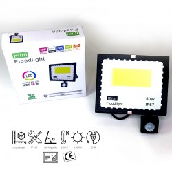 50w LED prožektorius su judesio davikliu 6500k mINI IP67
