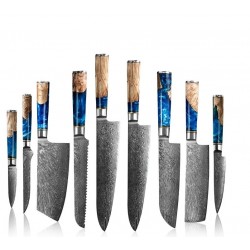 Damaskus plieno peilių rinkinys 9 vnt, KATANAIMI DK1029