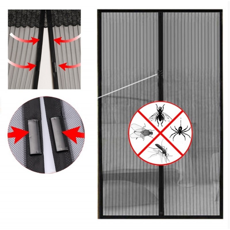 Reguliuojamas magnetinis tinklelis nuo vabzdžių durims - 80/90/100 - 210/220cm